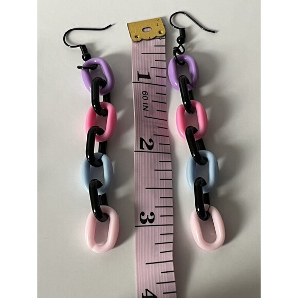 Acrylic Statement Necklace 22” & Earrings 3.25” Handmade Jewelry Set~Cute!!! - Picture 14 of 16